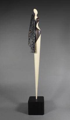 Lady with a Black Shawl, Wood sculpture by Nairi Safaryan