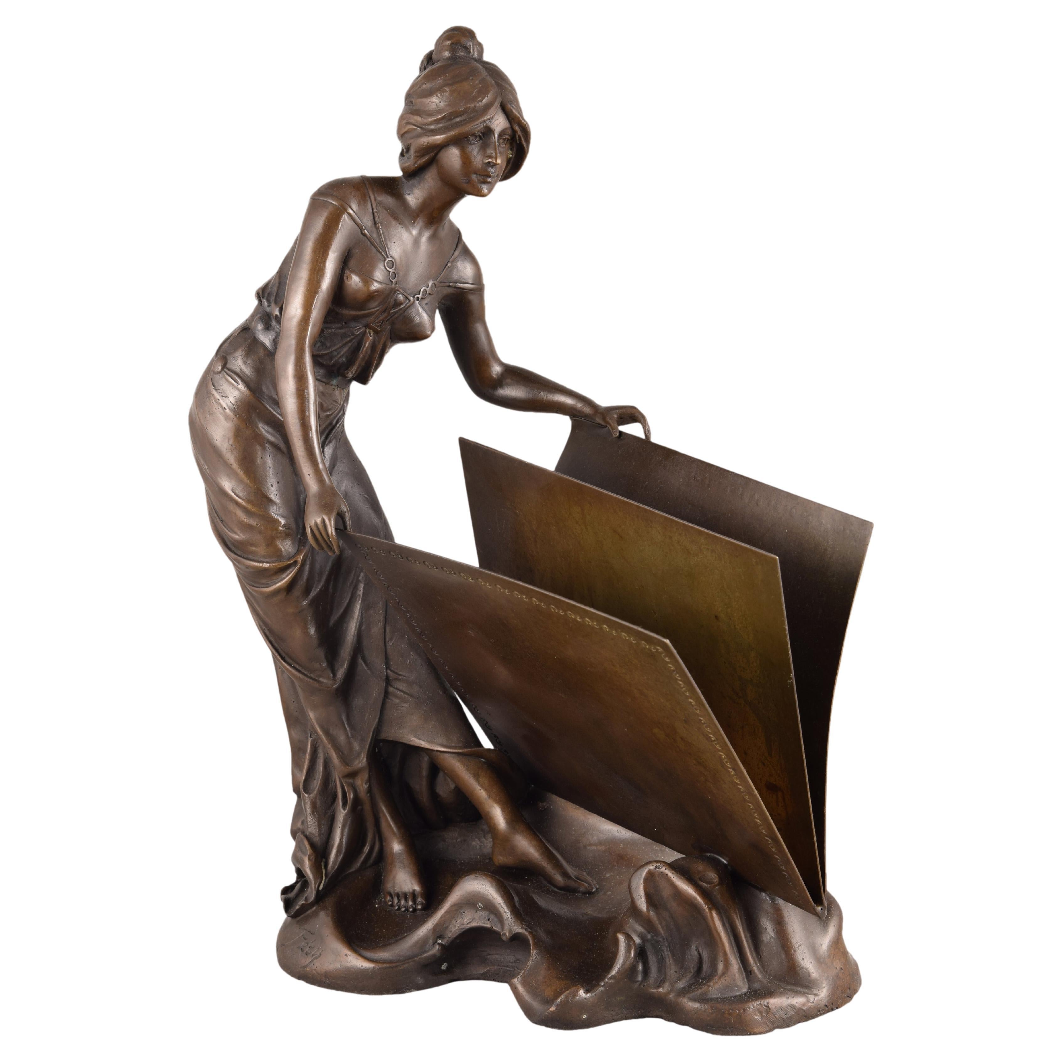 "Lady with a Book", Bronze, Inspired by Art Deco Models For Sale
