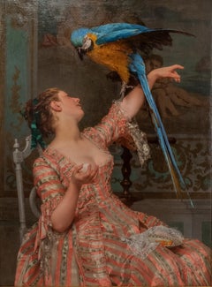 Lady with a Parrot '1873' by Émile Villa