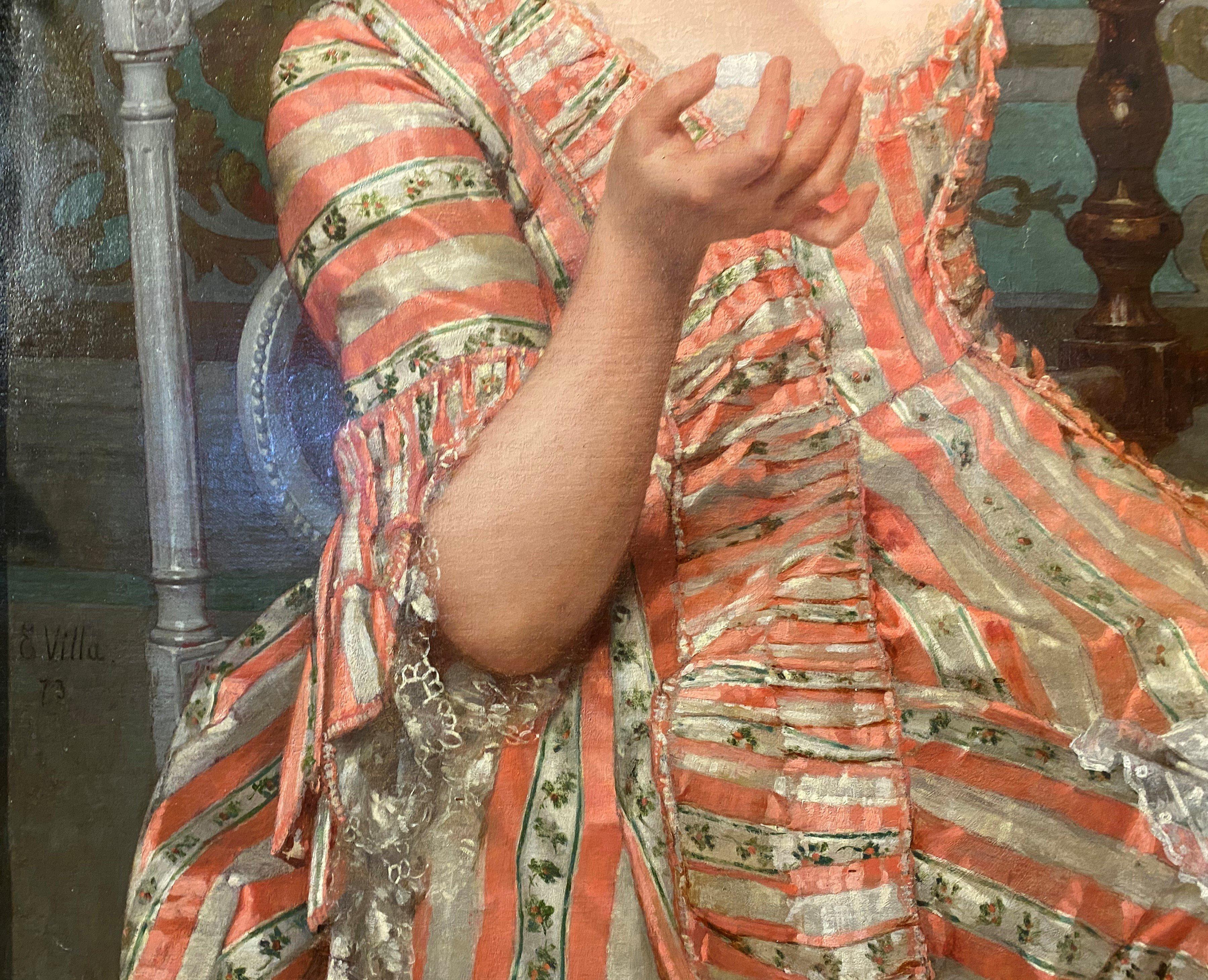 19th Century Lady with a Parrot '1873' by Émile Villa