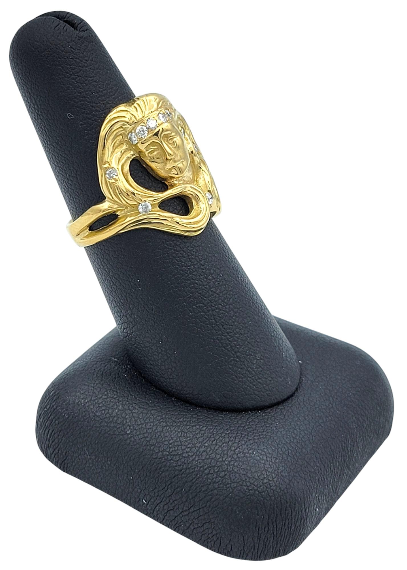Donna con capelli fluenti Anello 3D personalizzato con diamanti in oro giallo 18 carati in vendita 6
