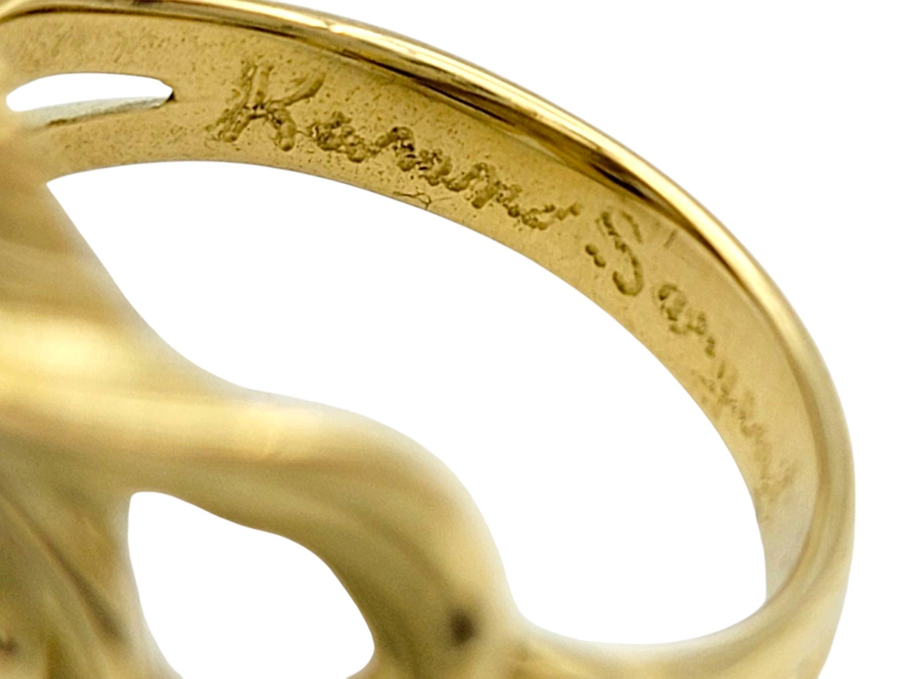 Donna con capelli fluenti Anello 3D personalizzato con diamanti in oro giallo 18 carati in vendita 2