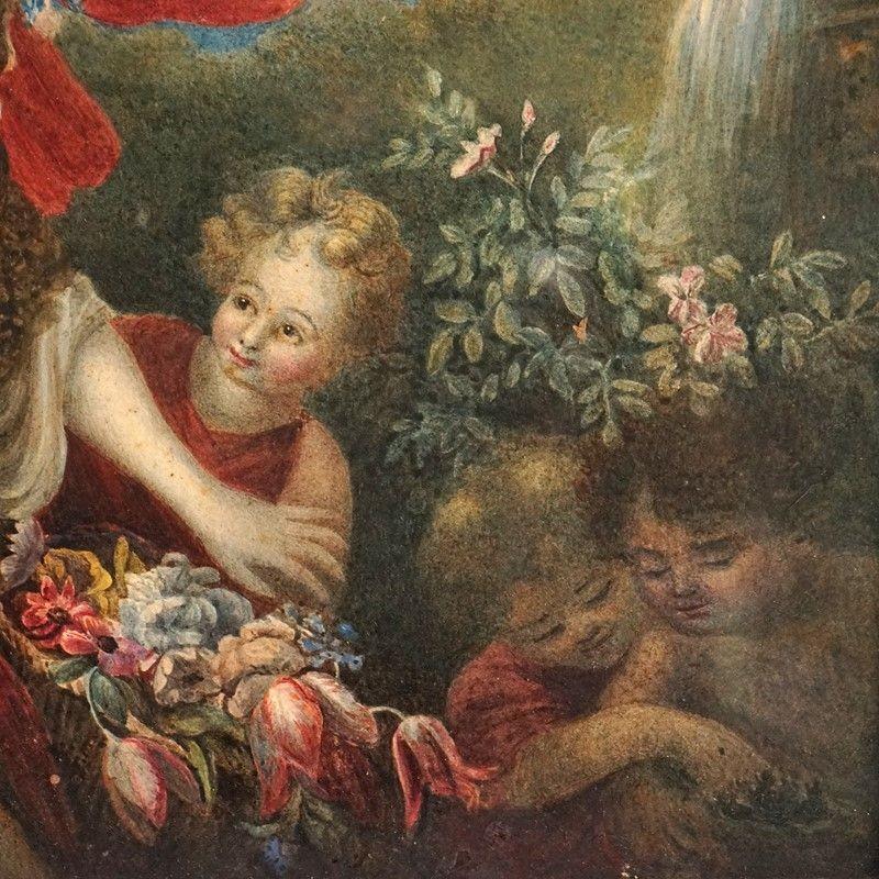 Peint à la main Aquarelle originale ancienne représentant une scène classique, 19e siècle en vente