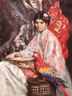 "Lady with Parrot" by Julius LeBlanc Stewart