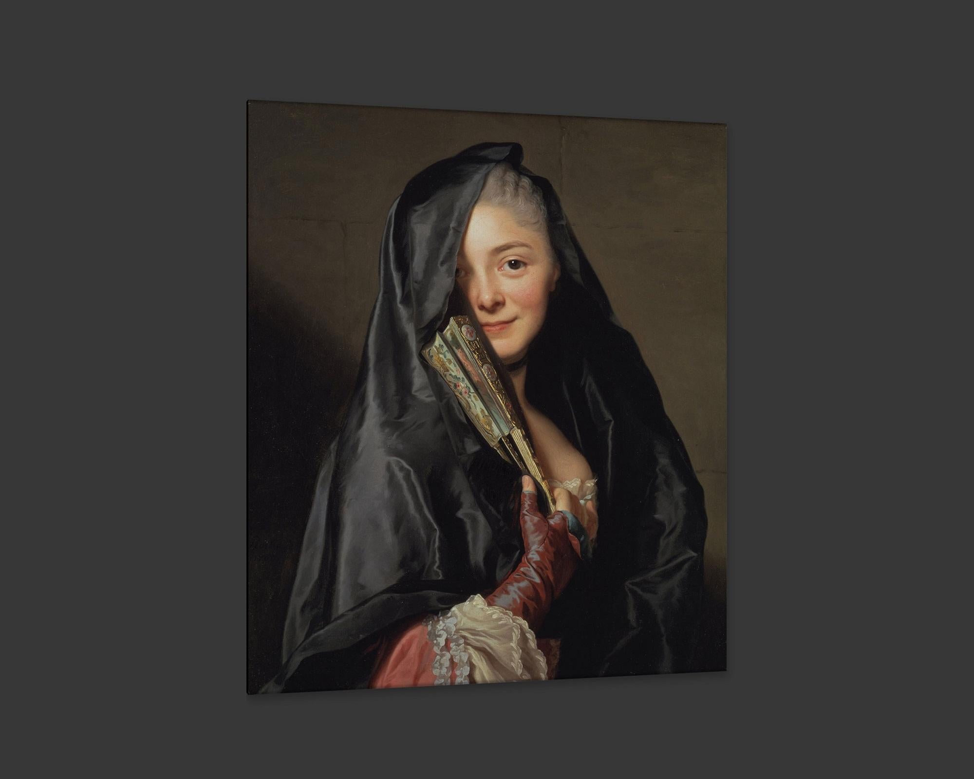 Swedish Lady with the Veil, After Gustavian Oil Painting by Alexander Roslin For Sale