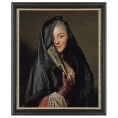 Lady with the Veil, After Gustavian Oil Painting by Alexander Roslin