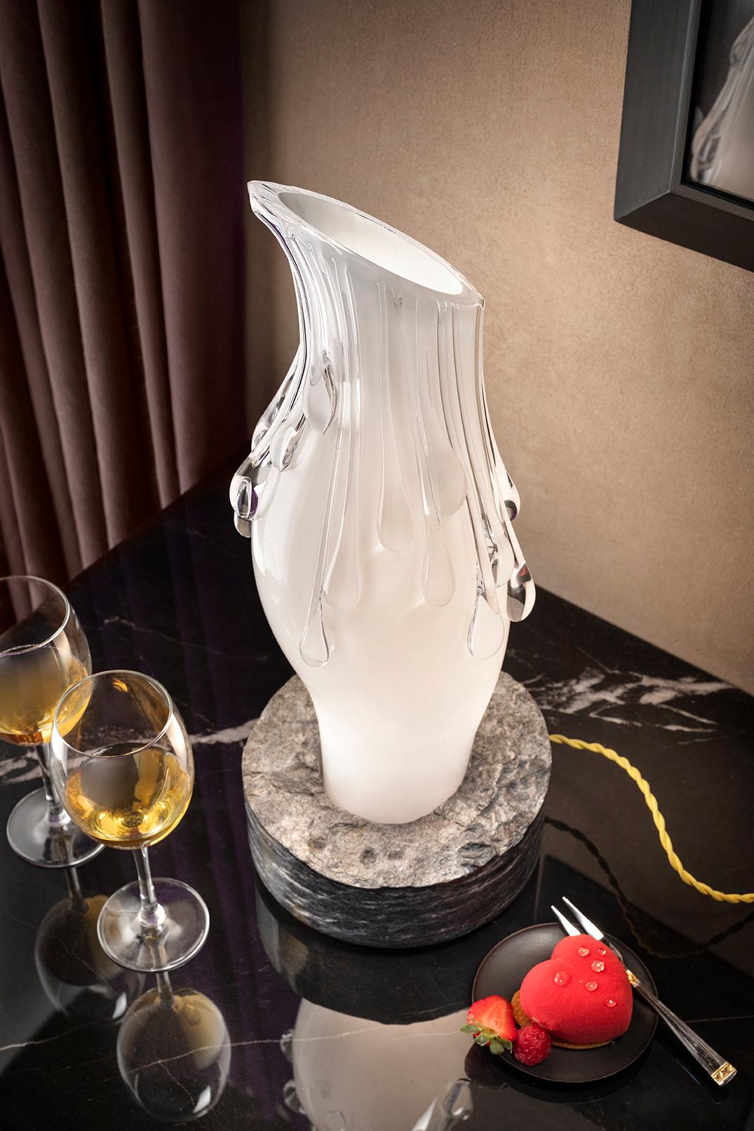 Post-Modern Lady With White Pearl Necklace Murano Glass Decorative Lamp y Aina Kari For Sale