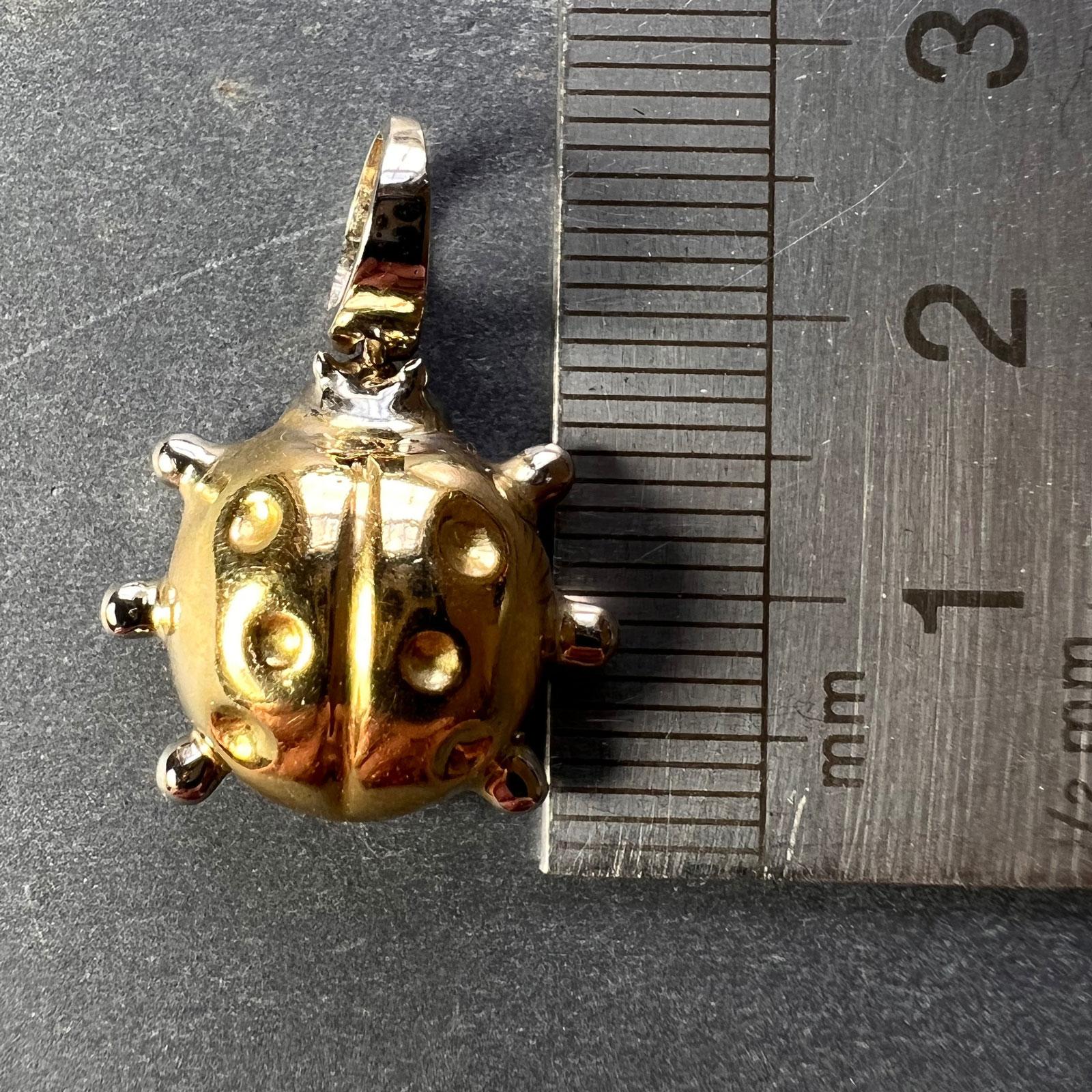 Ladybird 18K Yellow White Gold Charm Pendant For Sale 6