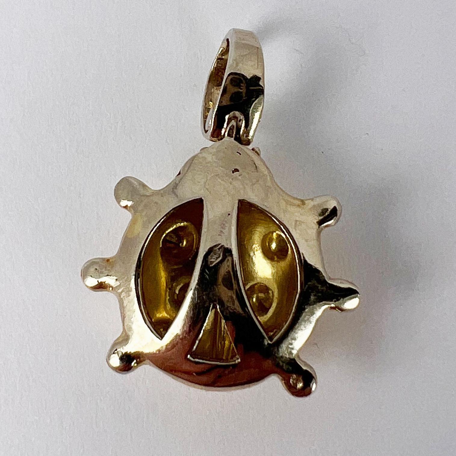 Ladybird 18K Yellow White Gold Charm Pendant For Sale 11