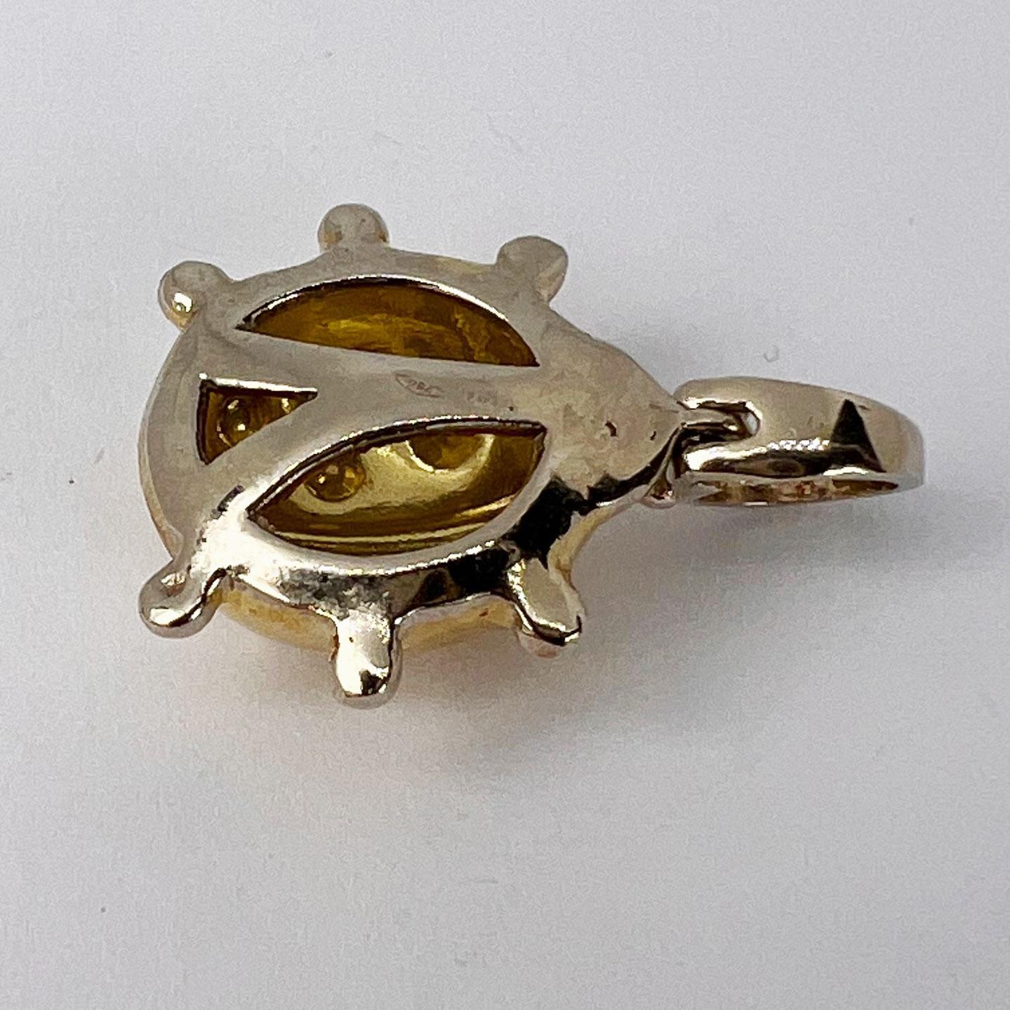 Ladybird 18K Yellow White Gold Charm Pendant For Sale 12