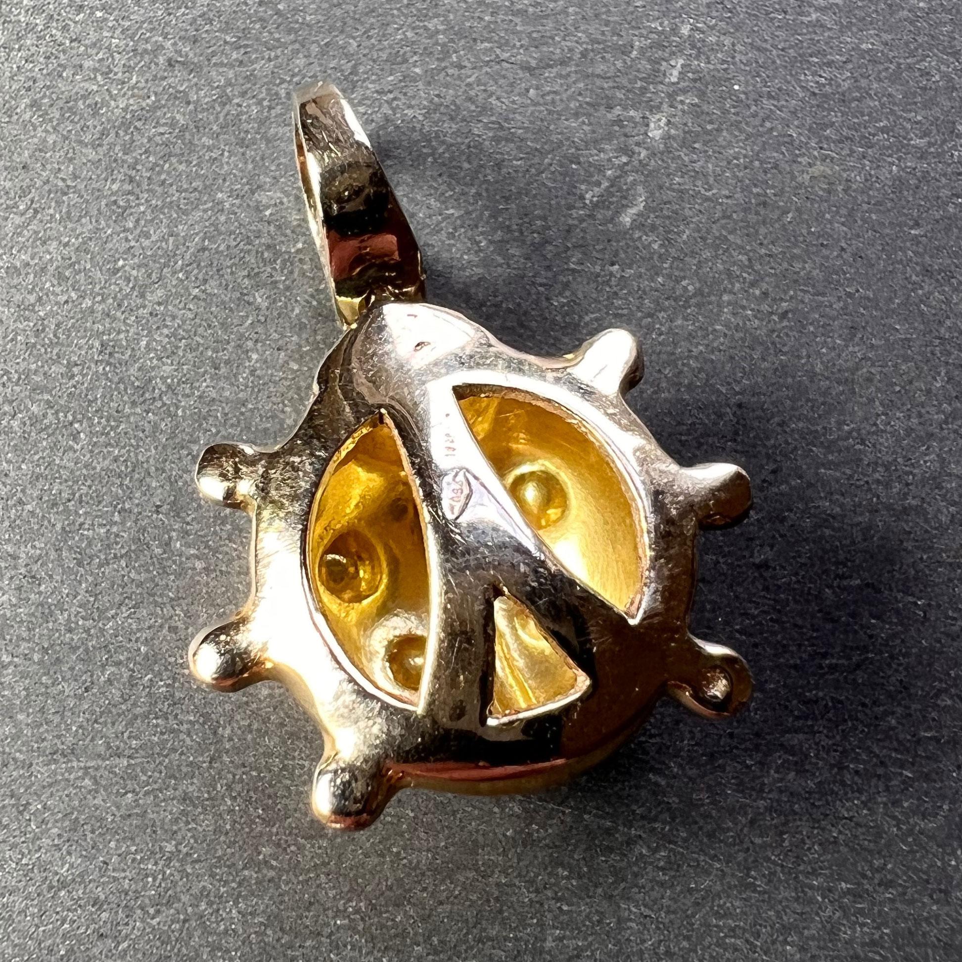 Ladybird 18K Yellow White Gold Charm Pendant For Sale 3