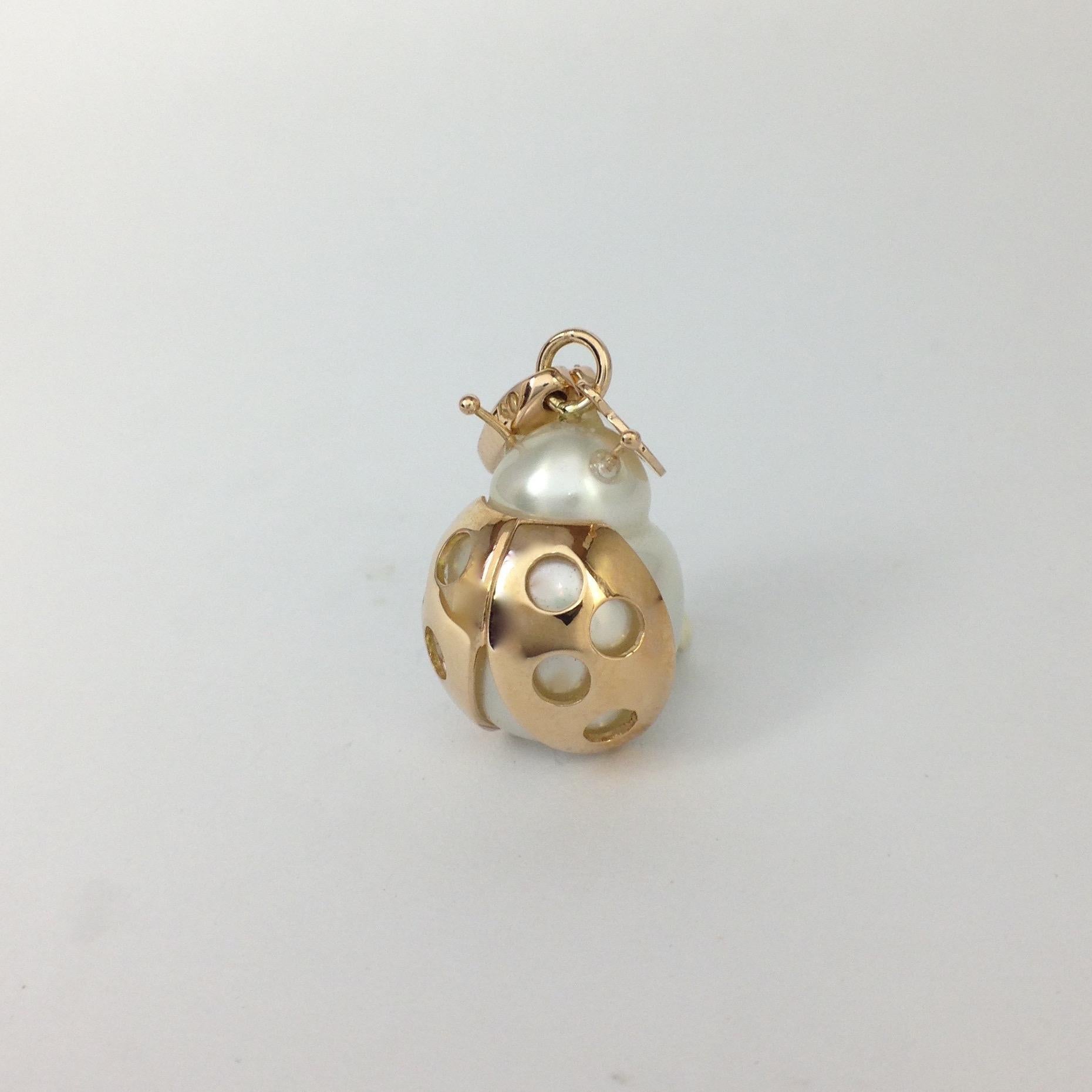 Ladybird/Bug Australian Pearl Red 18 Karat Gold Pendant/Necklace or Charm 5