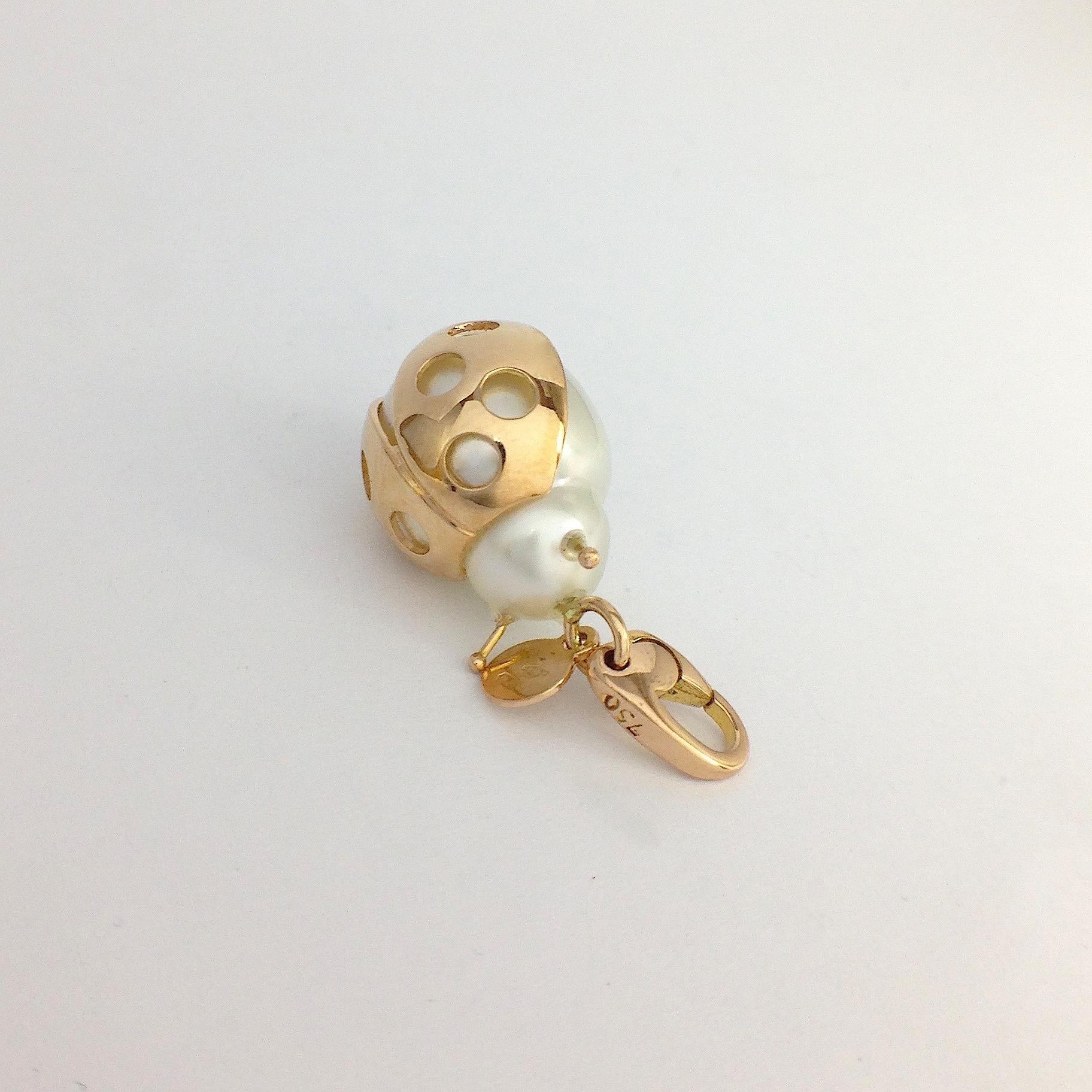 Ladybird/Bug Australian Pearl Red 18 Karat Gold Pendant/Necklace or Charm 3