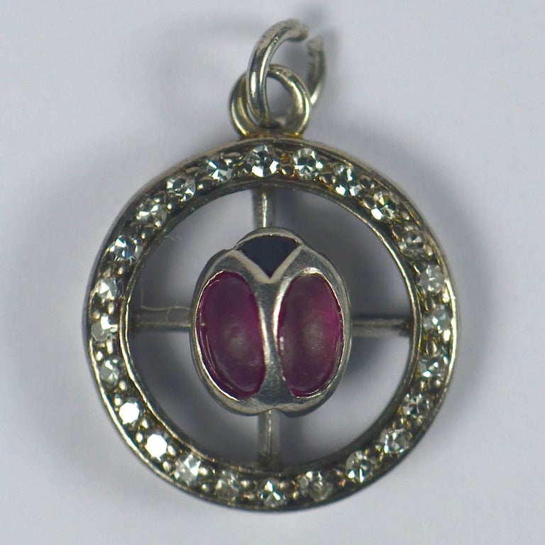 CD Lady 17cm White Lambskin Brown Charm