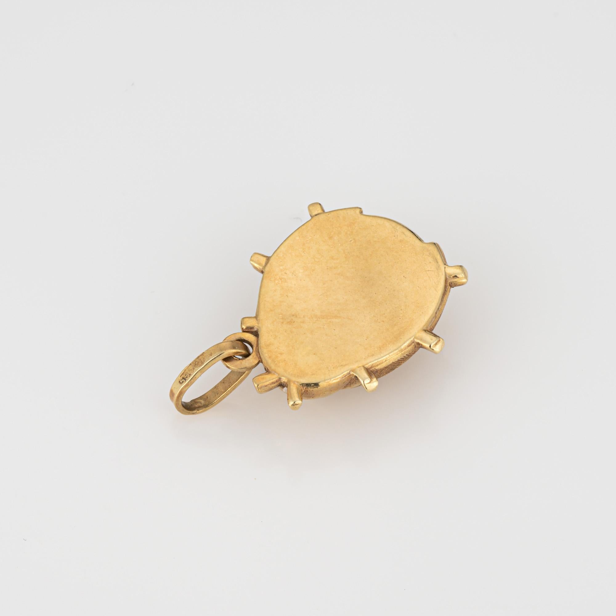 Ladybug Käfer Charm Vintage 14k Gelbgold Anhänger Vintage feiner Schmuck (Moderne)