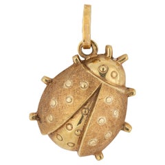 Ladybug Beetle Charm Vintage 14k Yellow Gold Pendant Vintage Fine Jewelry