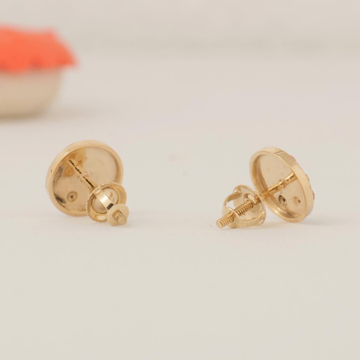 Taille ronde Boucles d'oreilles coccinelle en or massif 14K (certifié) en vente