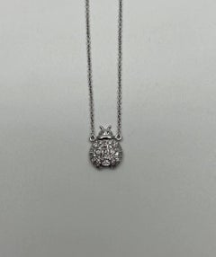 Collana con ciondolo a catena in oro bianco 18 carati con simbolo della coccinella Lady Bug e diamante incastonato