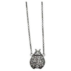 Halskette mit Anhänger, Ladybug Lady Bug Symbol Diamant Halo Set 18K Weißgold Kette