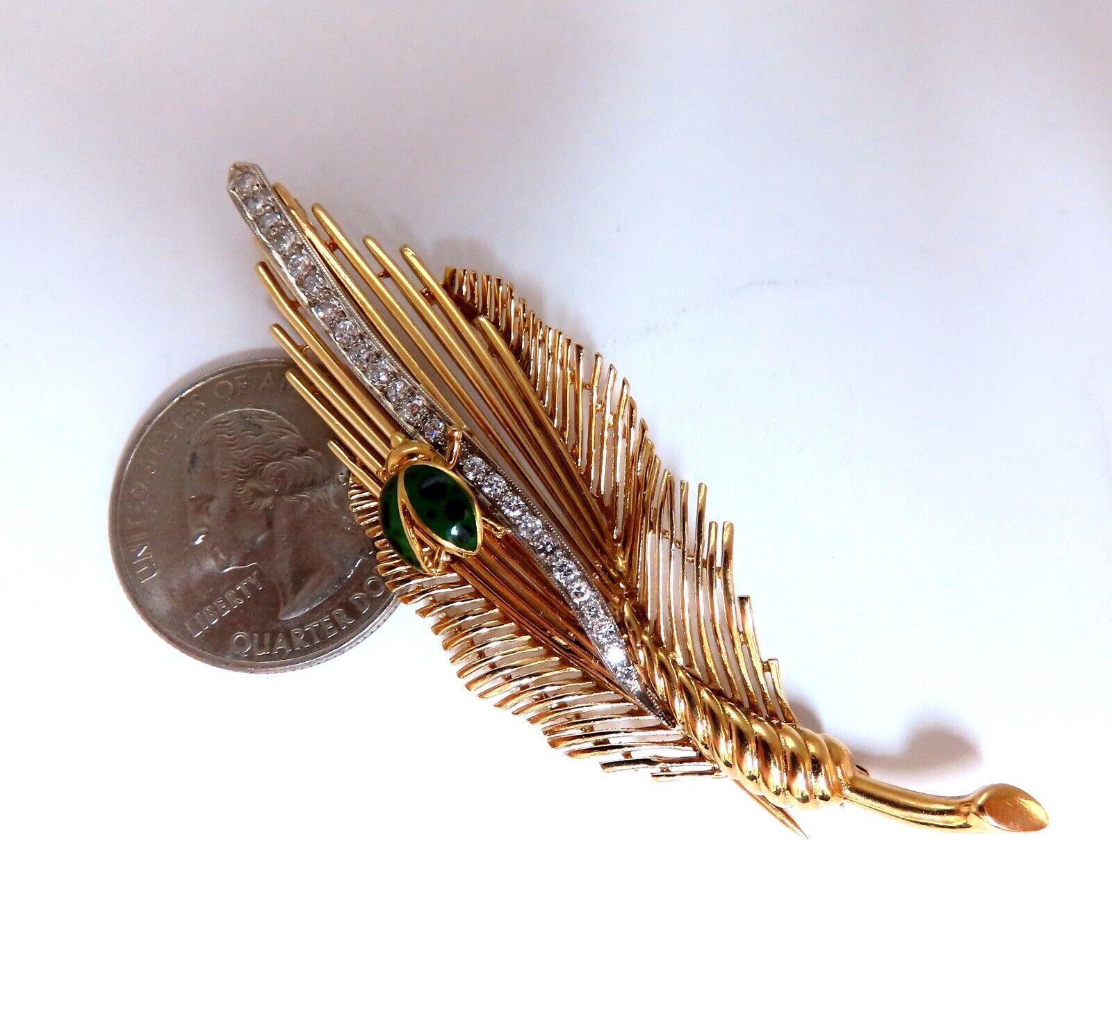 Uncut Ladybug on Feather Vintage Gold Pin 14kt Large For Sale