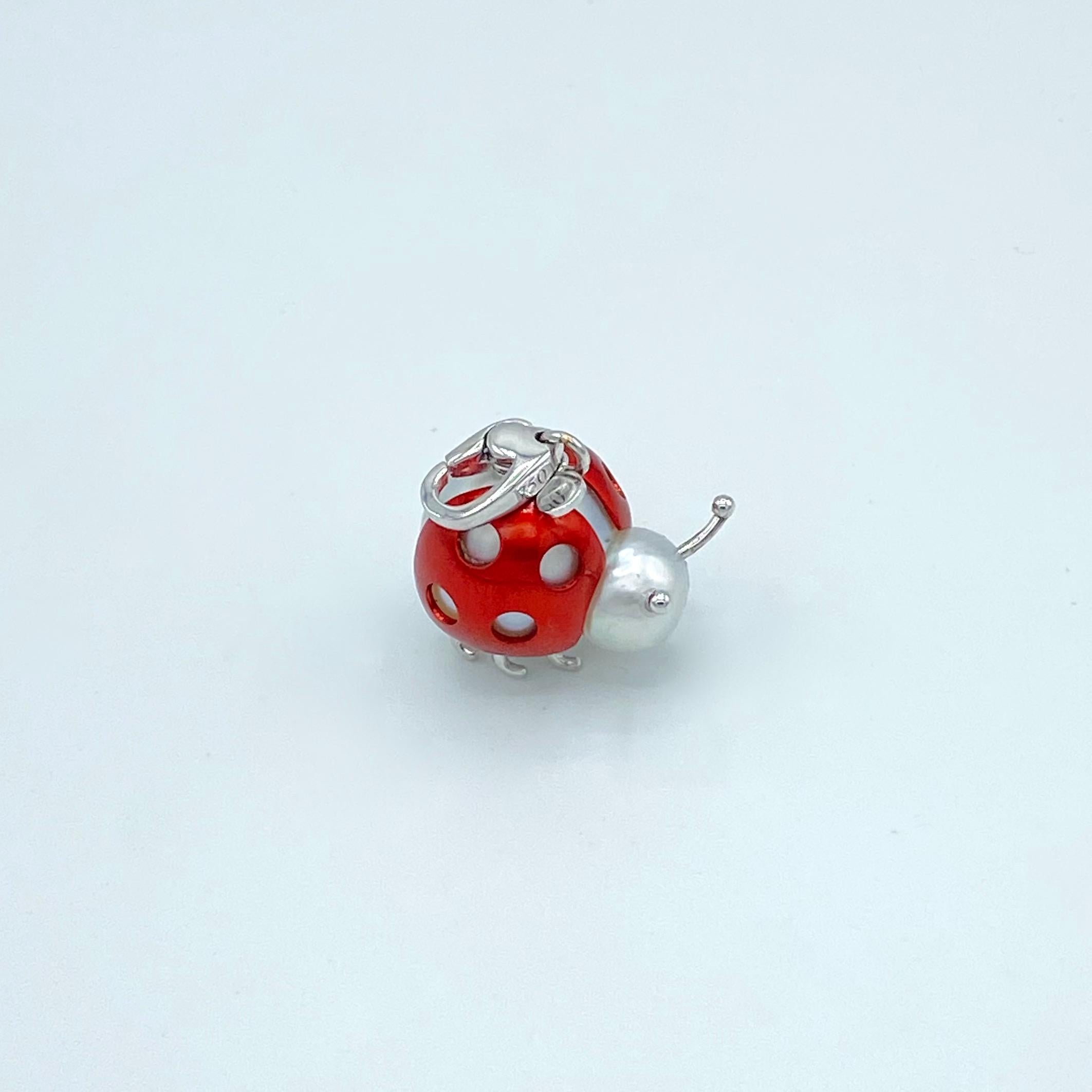 Ladybug or Ladybird 18 Karat Gold Australian Pearl Pendant Necklace or Charm 4