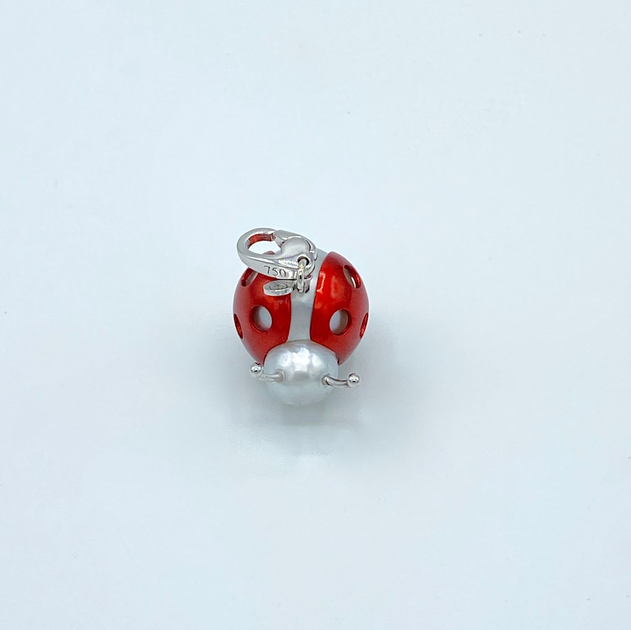 Ladybug or Ladybird 18 Karat Gold Australian Pearl Pendant Necklace or Charm 5