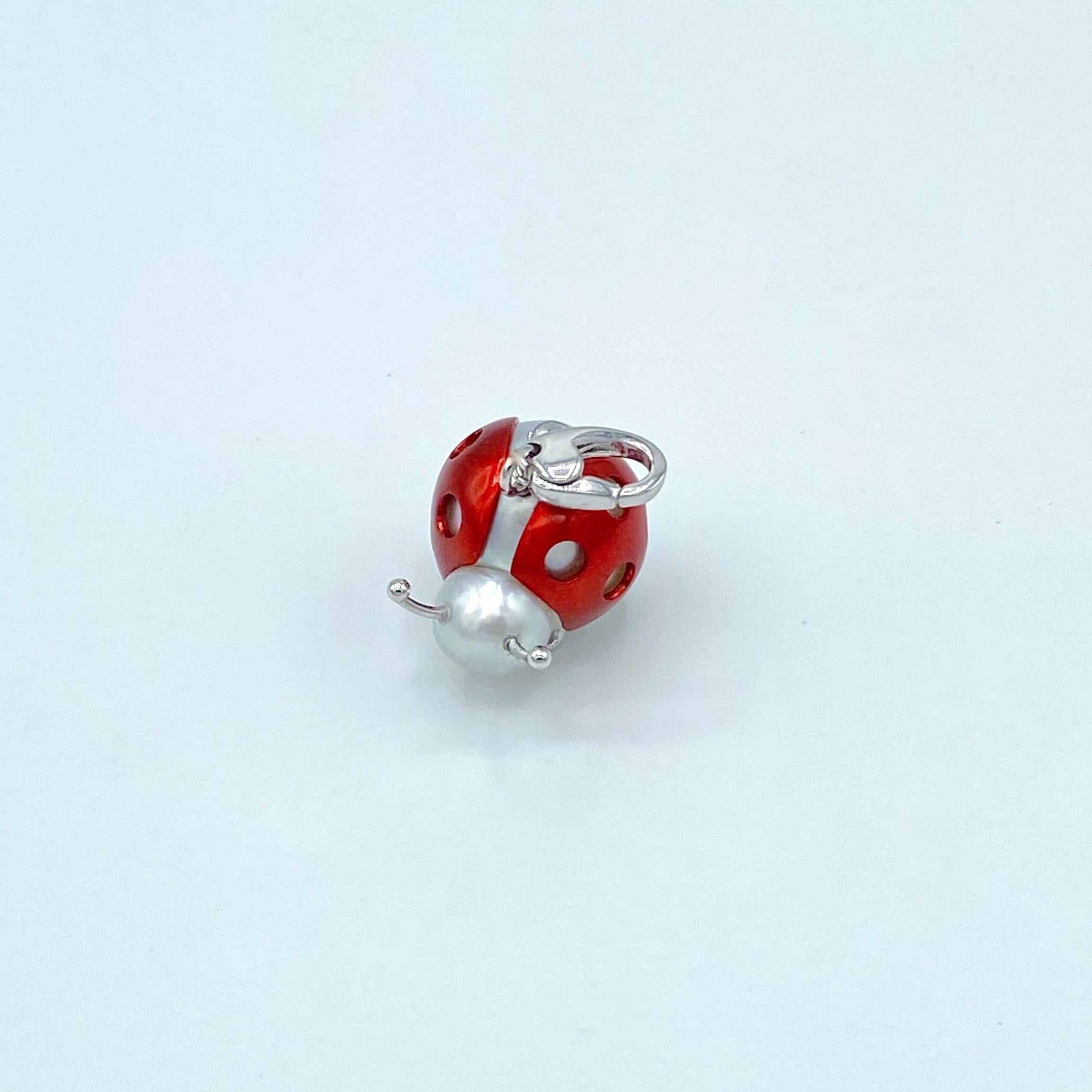 Ladybug or Ladybird 18 Karat Gold Australian Pearl Pendant Necklace or Charm 2