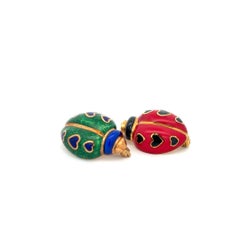 Ladybug Pins Enamel & 18K Yellow Gold