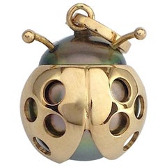 Ladybug Red 18 Karat Gold Tahiti Pearl Pendant/Necklace