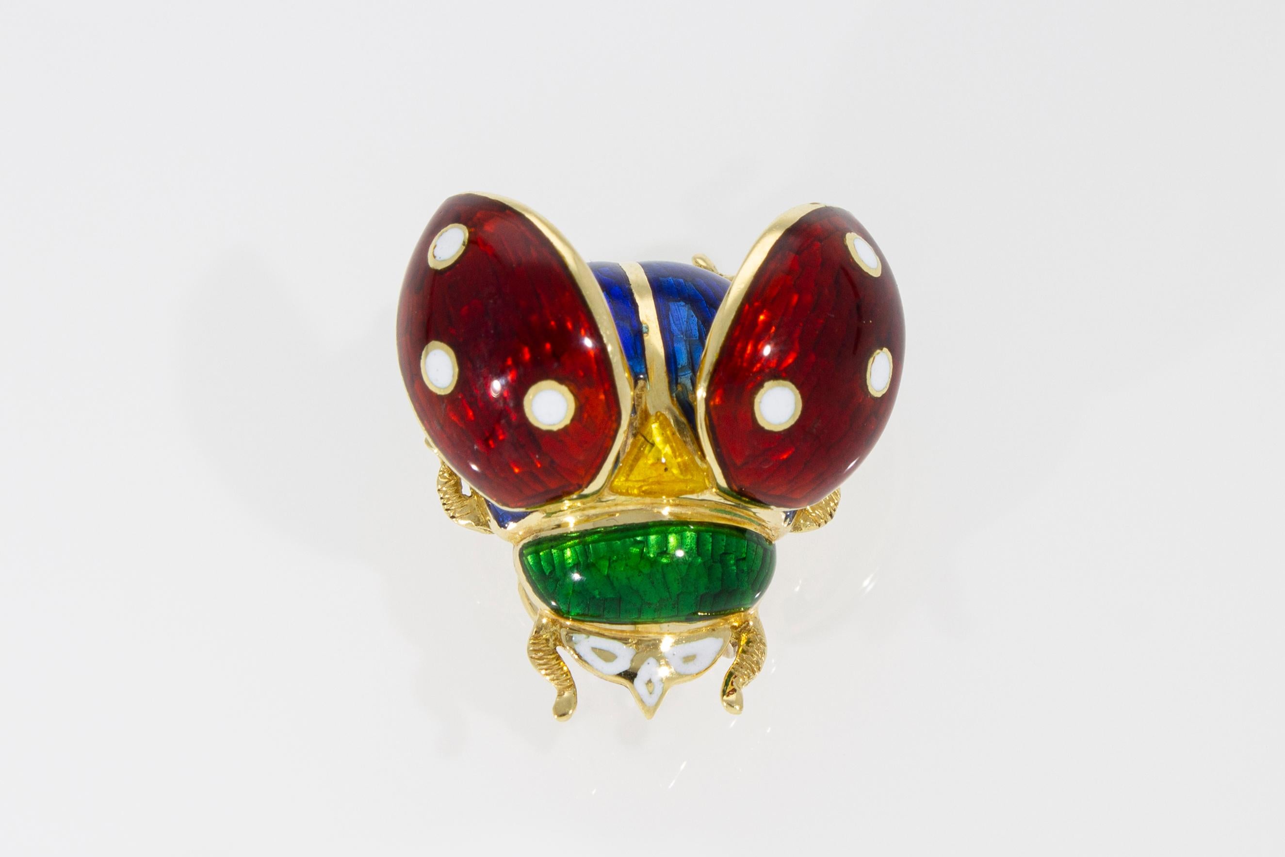 Retro Ladybug-Shaped Pendant and Brooch with Enamel of Various Colors For Sale