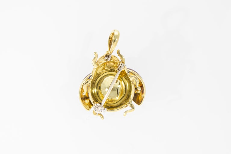 Pendentif Vintage Coccinelle émaillée Or 18K - Occasion, Collier Mi-long, Or Jaune