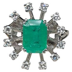 Lady’s 14K White Gold Emerald And Diamonds Ring