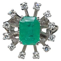 Lady’s 14K White Gold Emerald And Diamonds Ring