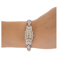 Ladys 14k White Gold Vintage Hamilton Diamond Watch