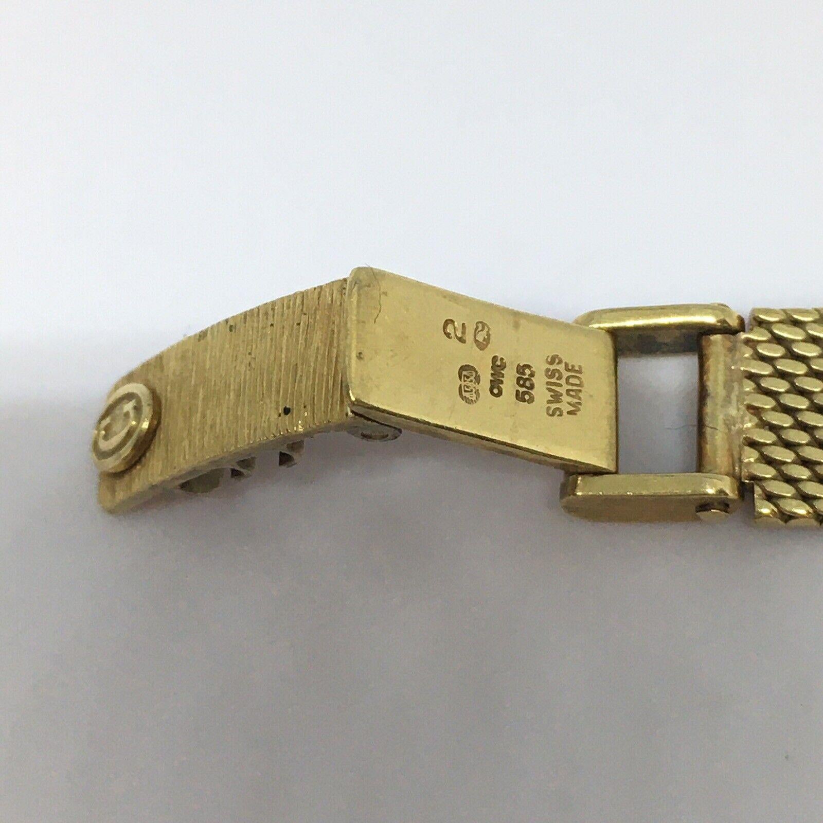 Lady's 14K Yellow Solid Gold Concord quartz Watch Factory Marked Case 6 inch Bon état - En vente à Los Angeles, CA