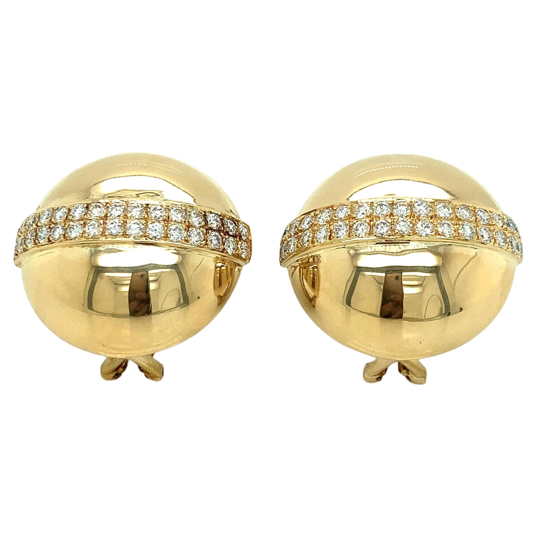 Lady's 18k Yellow Gold 1.80ct Diamond Earrings