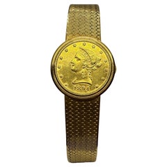 Orologio da donna in oro giallo massiccio 18 carati Juvenia con marchio di fabbrica 59,2 grammi 7,25 pollici