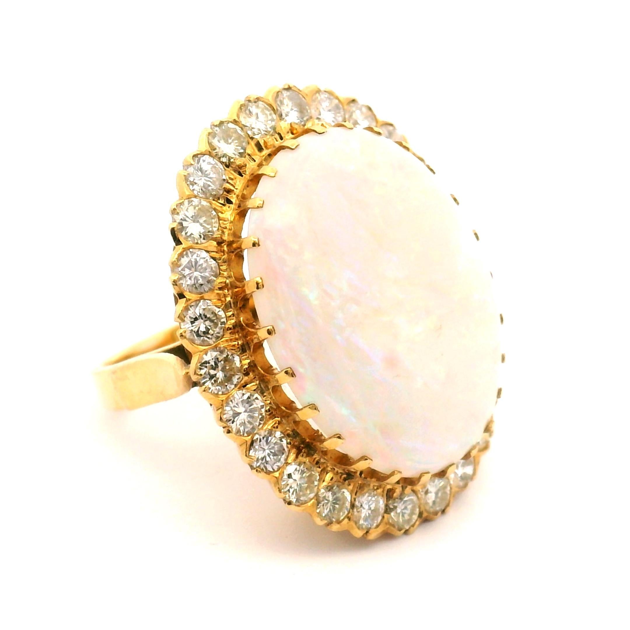 da uomo o donna Donna 6,95ct. Anello con Opale e Diamante in vendita