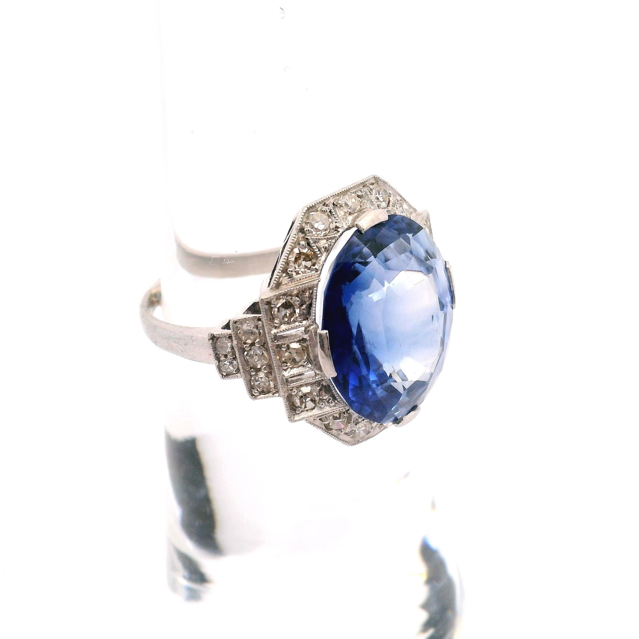 Antiker Platin Saphir und Diamant Ring für Damen im Angebot 1