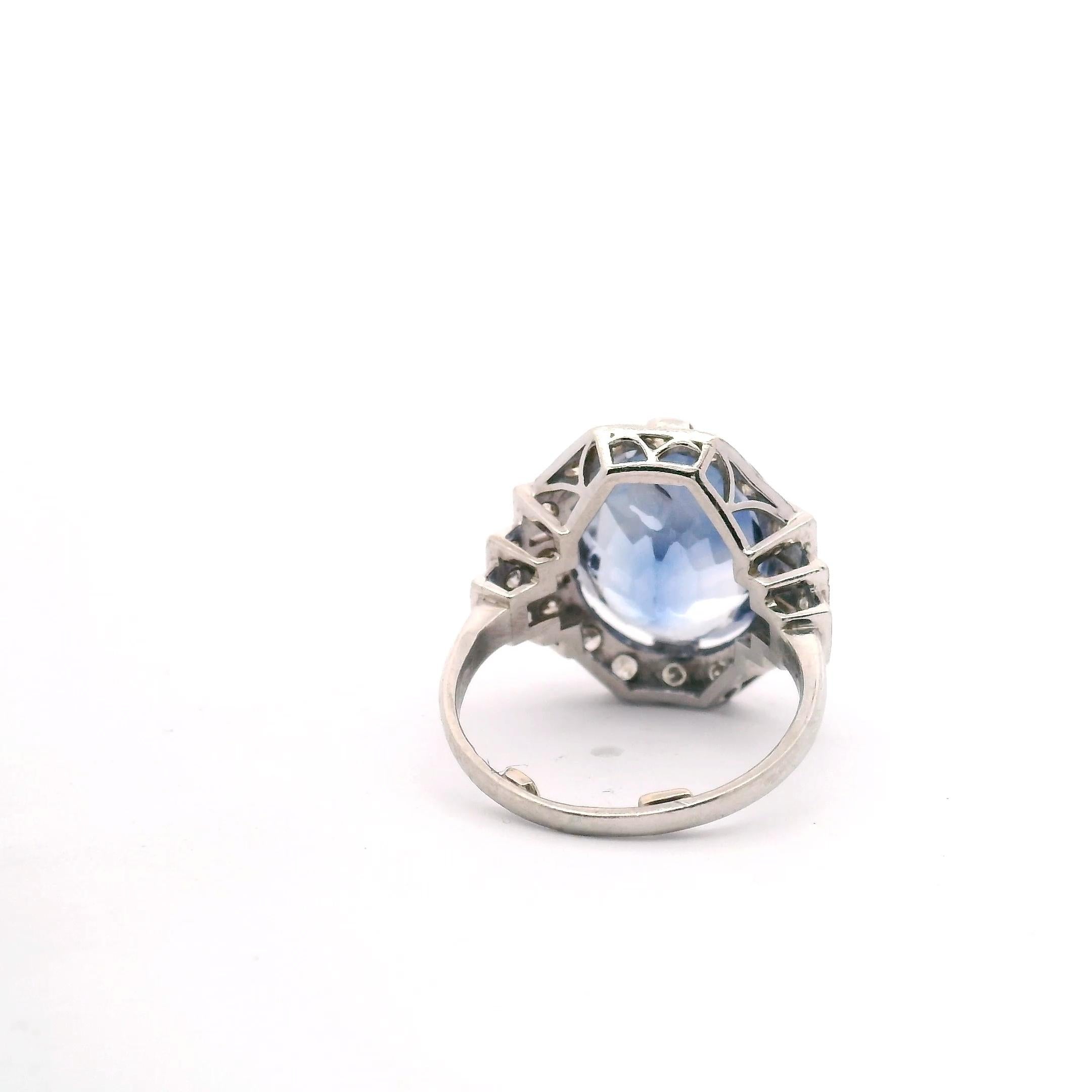 Antiker Platin Saphir und Diamant Ring für Damen im Angebot 3