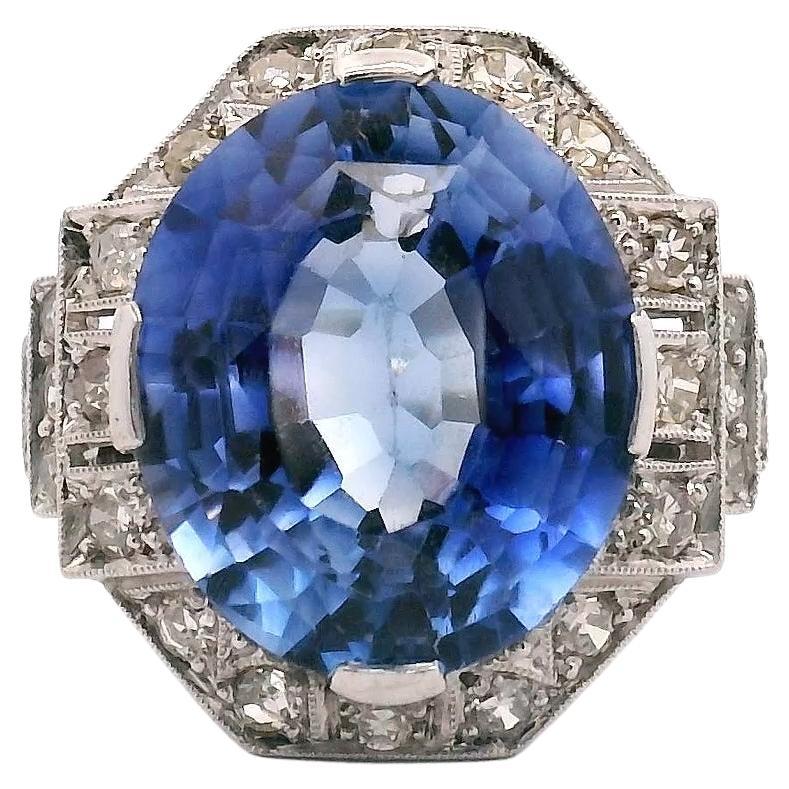 Antiker Platin Saphir und Diamant Ring für Damen im Angebot