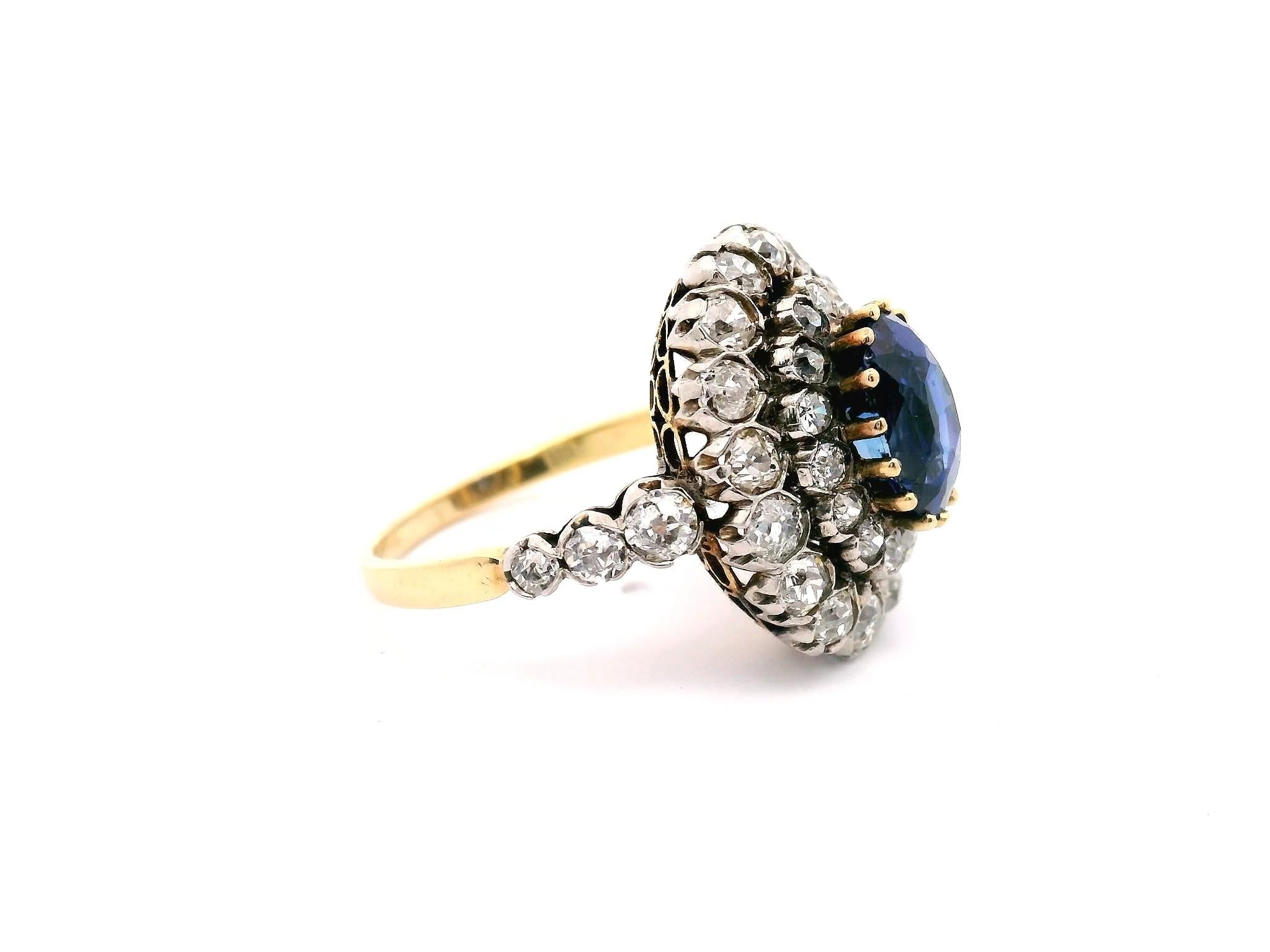 Anillo Antiguo de Zafiro y Diamantes para Dama 2