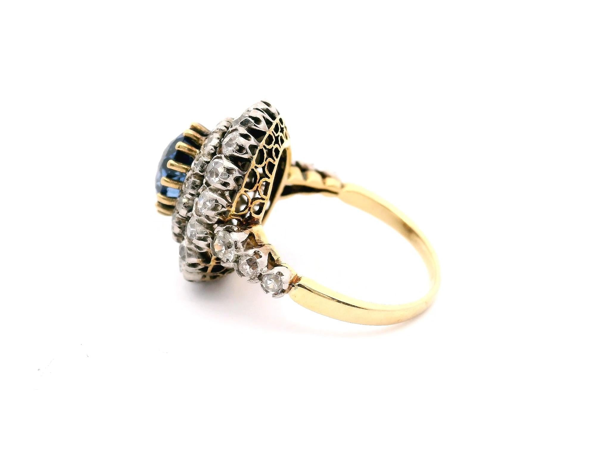 Anillo Antiguo de Zafiro y Diamantes para Dama 3
