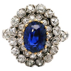 Anello antico da donna con zaffiro e diamanti