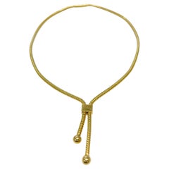 Lady
s Bolo-Style 18 Karat Yellow Gold Necklace