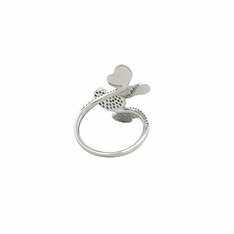  Lady's Butterfly Diamond Fashion Ring 0.44ct 18K White Gold In New Condition In New York, NY