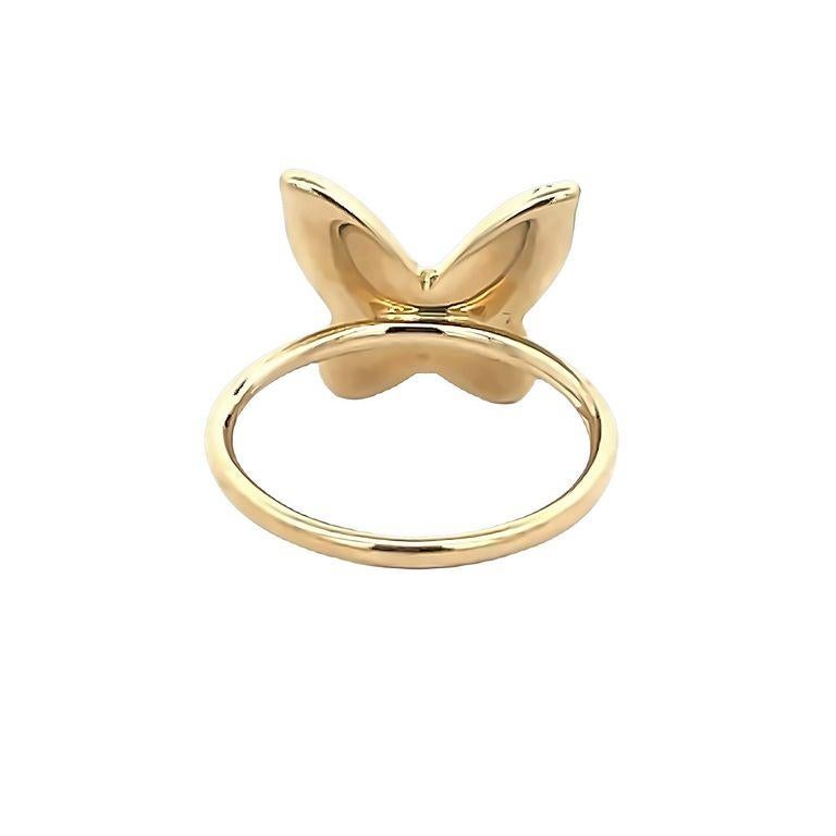 Lady's butterfly Pink Opal & Diamond Fashion Ring 0.18ct 14K Yellow Gold In New Condition For Sale In New York, NY