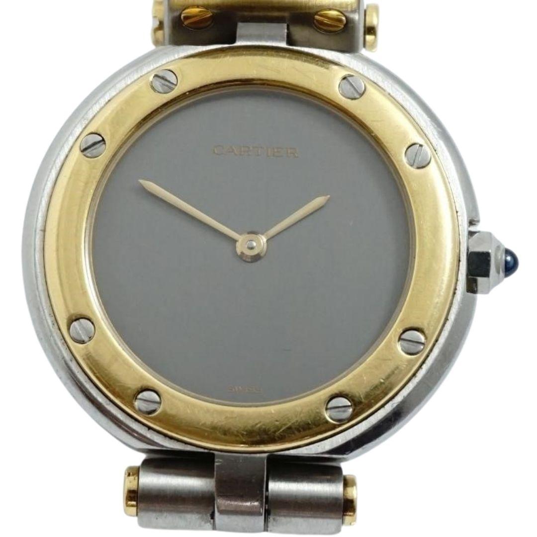 Lady's Cartier Santos Ronde, Quartz, Two Tone with Grey Dial In Excellent Condition For Sale In Miami, FL