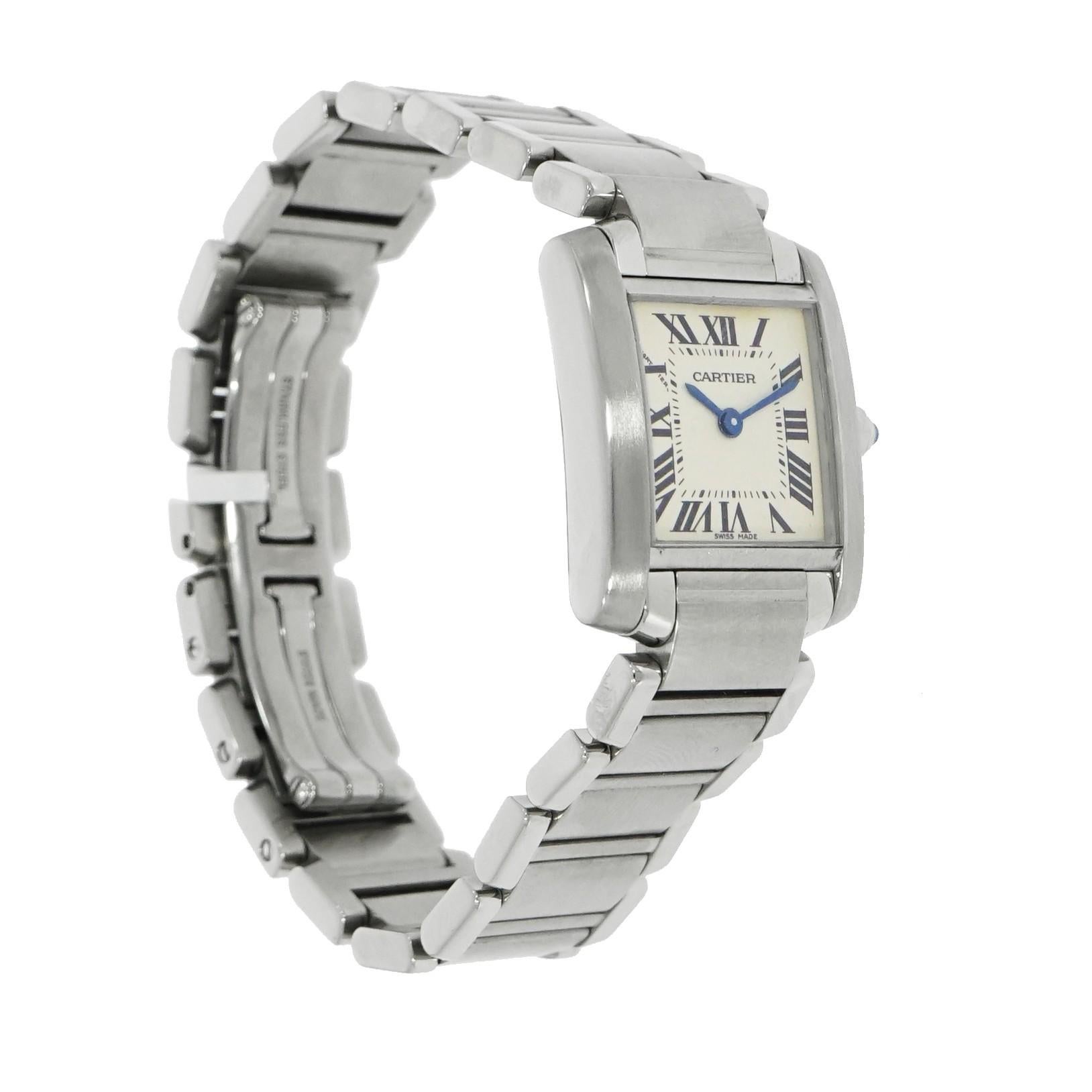 Ladies Cartier Tank Francaise PM Stainless Steel In Good Condition In Greenwich, CT