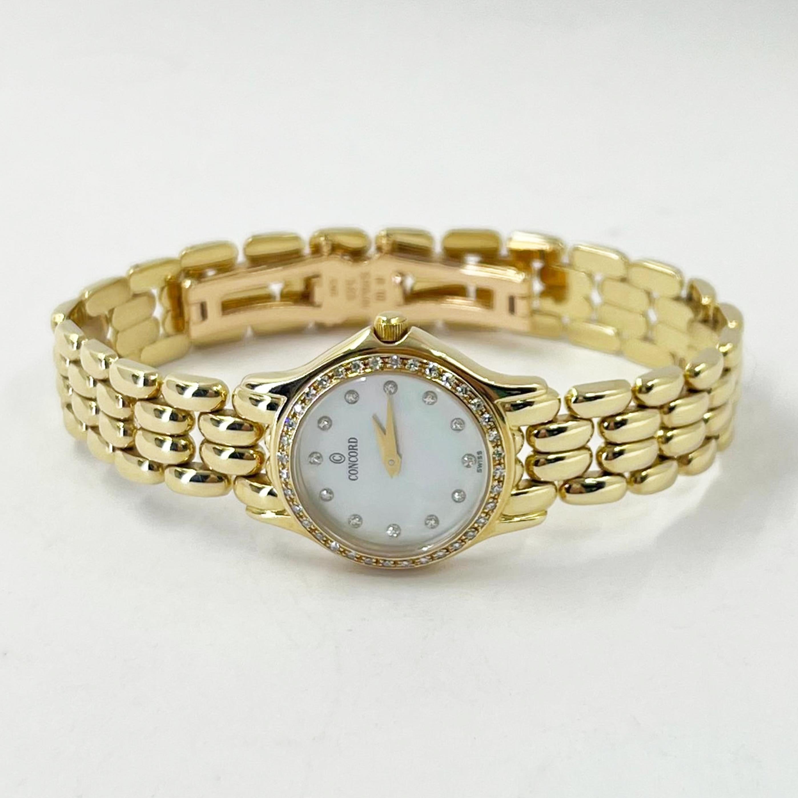 Round Cut Lady's Concord Yellow Gold and Diamond Quartz Watch